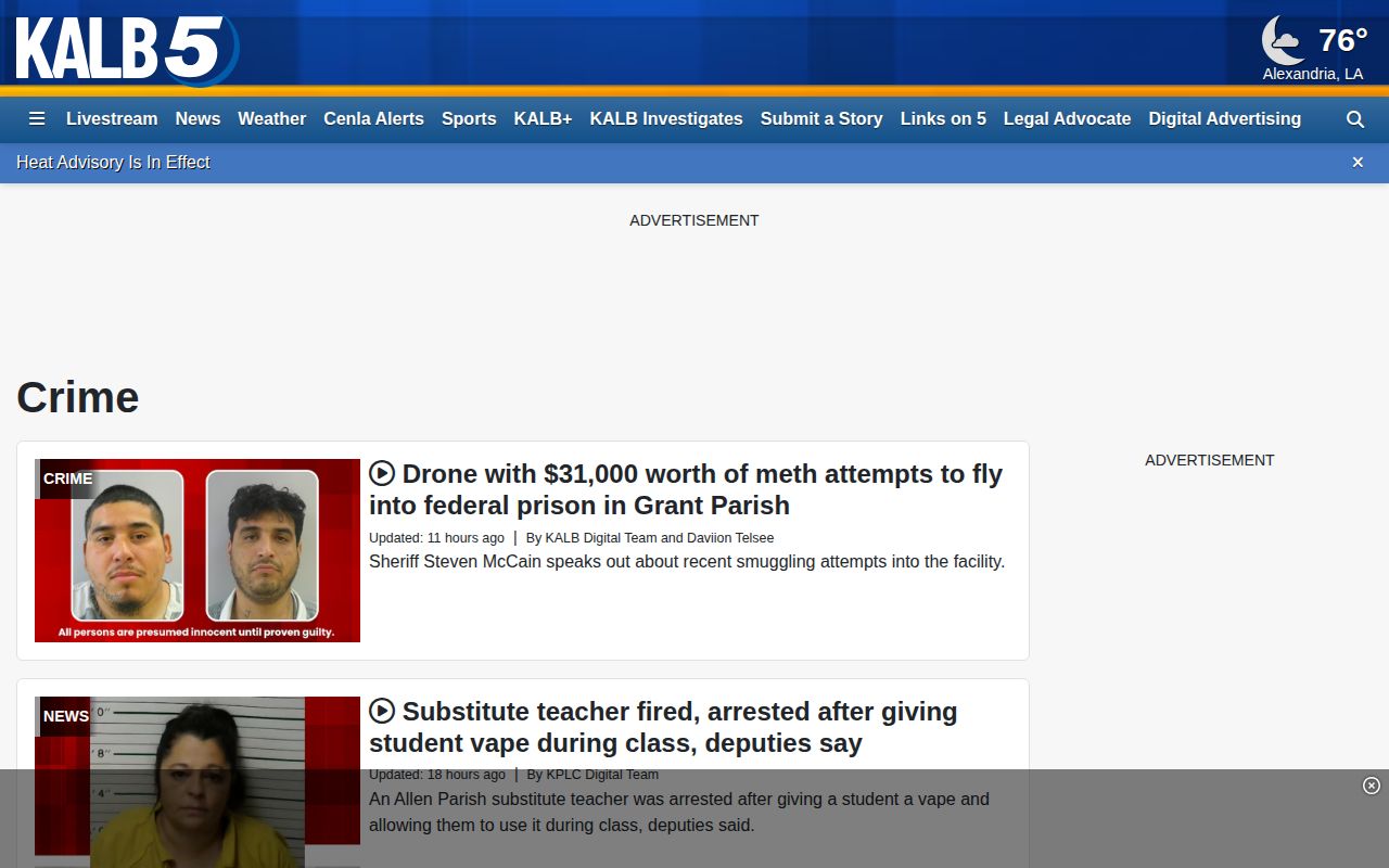 KALB rolling crime coverage for Rapides Parish communities